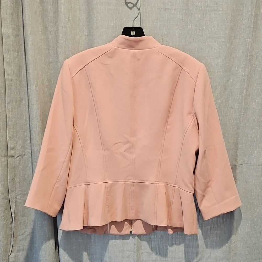 White House Black Market Pink Blazer with Notched Lapel and Peplum Fit - Picture 5 of 16